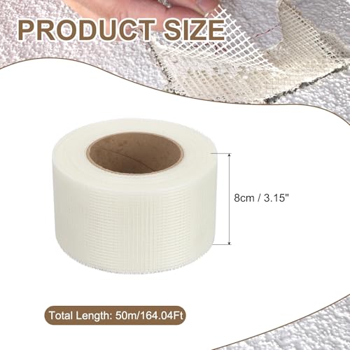PATIKIL Drywall Repair Mesh Tape, 3 inch x 164 ft Fiberglass Repair Patch Self-Adhesive Dry Wall Joint Tape 9 Mesh Wall Hole Crack and Seam Patch, White - size: 3 Inch X 164 Feet