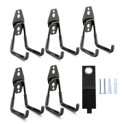 Garage Hooks Heavy Duty 6 Pack, 2.7inch U Shaped Garage Storage Hooks with Extension Cord Organizer, Wall Mount Storage Hangers for Hanging Garden Tools, Ladders, Hose, Bikes - size: 6 Pack Hooks