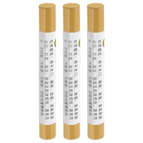 uxcell Furniture Repair Crayons, 3Pcs - Wood Wax Filler Stick, Furniture Markers Touch Up - for Scratches Holes Tables Desks Wooden Floors Cover Ups, Golden Oak - color: Golden Oak