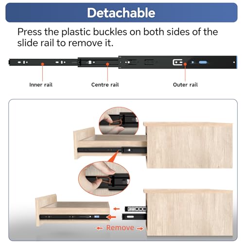 ToBeGreat Push to Open Soft Close Drawer Slides 10 Inch Side Mount Dresser Runner Black, 2/3 Full Extension Ball Bearing 100 LB Kitchen Nightstand Glides Rails 1 Pair - color: Black(Push to Open & Soft Close)-1 pair, size: 10 Inch