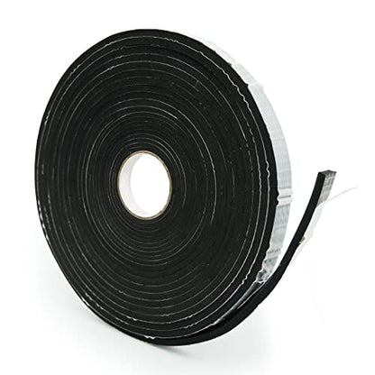 Alenor EPDM Black Foam Insulation Tape Self Adhesive 1/5"x1" x 50' Ft –Pack of 1- Weather Stripping for Doors & Windows,Soundproofing,Door Seal,Weatherstrip,Pipe Cooling,Air Conditioning Seal Strip - size: 1/5"x 1" Inch X 50' Ft
