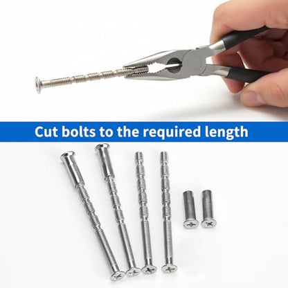 20 Sets Cabinet Knob Screws, M4x60mm Adjustable Length Long Door Handle Screws Replacement, Door Handle Bolt Connecting Screw and Sleeves for Doors Locks Handles Knobs Fasteners