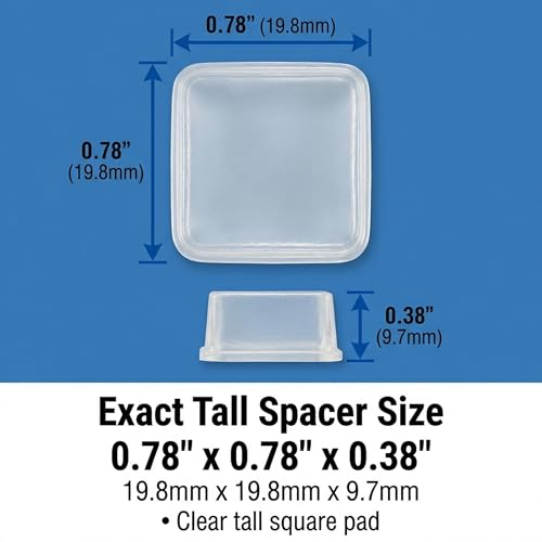 Clear Tall Square Adhesive Rubber Bumper Pads - Rubber Feet for Speakers, Electronics, Furniture, Appliances, Audio Equipment - 20 Pieces - size: 20 Pcs Clear