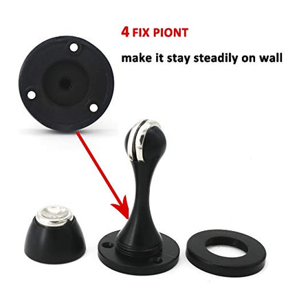 Solid Mental Magnetic Door Stop, Wall Mounted, Black - color: Black