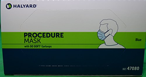 HALYARD Single-Use, Disposable Earloop Medical Mask, Designed For Short-Term Wear, Pleat-Style with Earloops, Blue, 47080