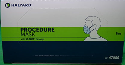 HALYARD Single-Use, Disposable Earloop Medical Mask, Designed For Short-Term Wear, Pleat-Style with Earloops, Blue, 47080