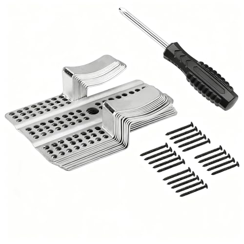 16 Pack Drywall Repair Clips, 1/2 inch Drywall Fastener Clip with 32 Screws, Professional Hole Repair Patch Kit for Wall, Stainless Steel Wall Patch Clips for Damaged Wall Repairing (with Screwdriver)