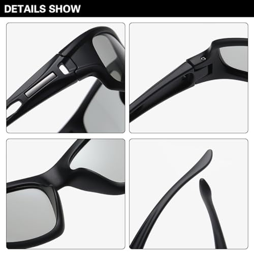 YIMI Polarized Photochromic Driving z87 Sunglasses For Men Women Day and Night safety glasses - color: Photochromic/Black Lens