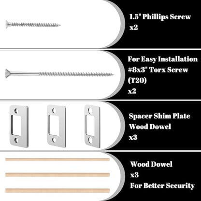 Door Strike Shim Plates, Standard Size Spacer Deadbolt Restorer Strike Plates 3 Different Thickness Stainless Steel Spacer Door Reinforcement Backplate Block The Access to Latch for Home Office