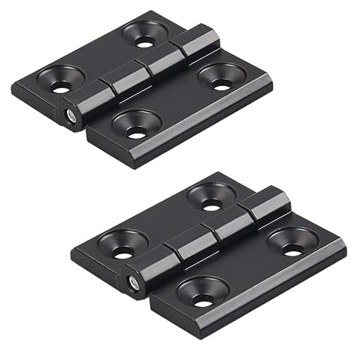 2 Pcs Black Zinc Alloy Hinge Door Frame Hinges Aluminum Profile Hinge Install Kit for 2020 Aluminum Extrusion Profile Slot 6mm (60x60mm) - size: 60x60mm