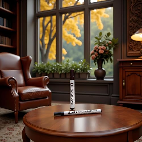 2Pcs Brown Furniture Repair Wood Cabinet Floor Touch Up Markers Scratch Filler Remover - Mahogany,Wood Polish and Care