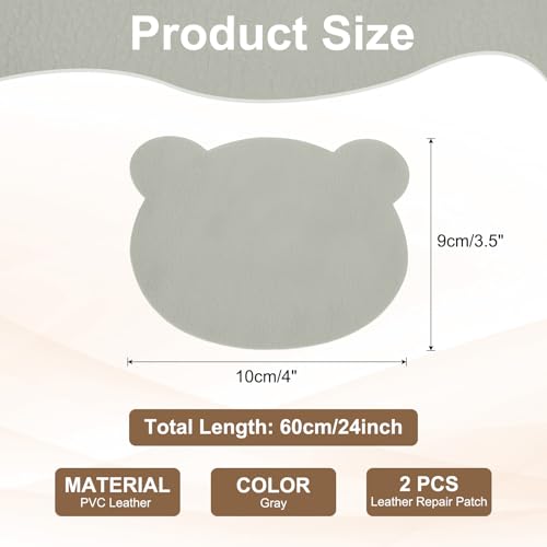 PATIKIL Leather Repair Patch, 2 Pcs 4 x 3.5 Inch Self-Adhesive Vinyl Patch Furniture Tape Repair Kit for Sofas Couches Stools Chairs Cabinets Bags, Gray - color: Gray