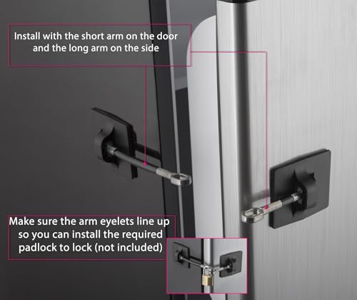 Refrigerator Door Lock with Padlock, Black - color: 1-Pack, Black with Keyed Padlock