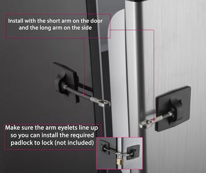 Refrigerator Door Lock with Padlock, Black - color: 1-Pack, Black with Keyed Padlock