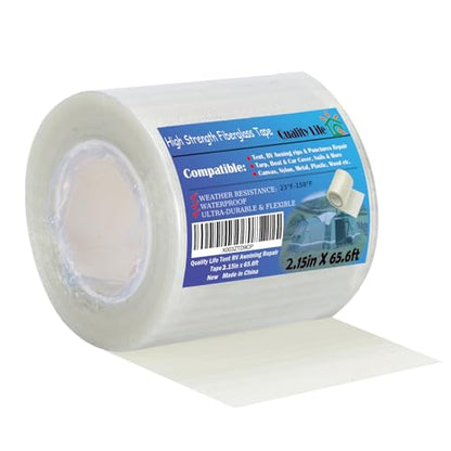 RV Awning Repair Tape, Tent, Waterproof Tarp, Car Cover, Boat Covers, Sail Tape, Outdoor Umbrella Fiber Glass Repair Tape 3.15in - style: 65.6ft