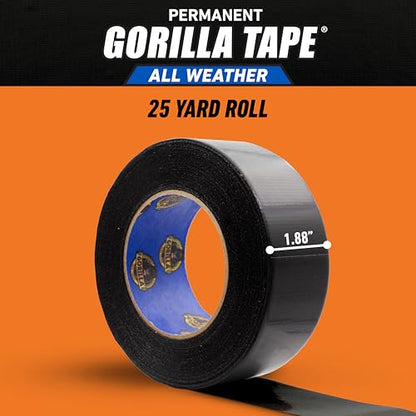 Gorilla All Weather Duct Tape, Black, 1.88" x 25 yd | UV Resistant | Waterproof | For Outdoor Repairs | 2-Pack, Pack of 6 - size: 12 - Pack