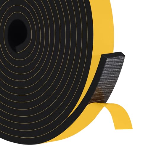 Weather Stripping Strong Adhesive 1 inch x 1/4 inch Weather Stripping Door Seal Closed Cell Foam Insulation Tape for Window and Doors,Total 16.5Feet (16.5Ft x 1 Roll) - color: Black, size: 1 In x 1/4 In x 16.5Ft