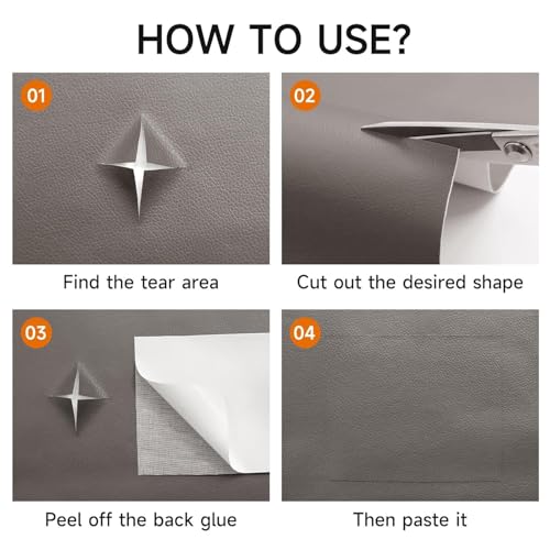 Leather Repair Patch 24x54 Inch, Self Adhesive Leather Repair Tape, Large Vinyl Repair Kit for Sofa Couch Furniture Car Seats, Strong Adhesion Scratch Resistant Easy Cut (Dark Gray) - color: Dark Gray