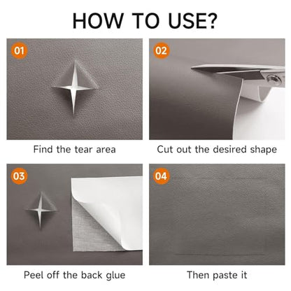 Leather Repair Patch 24x54 Inch, Self Adhesive Leather Repair Tape, Large Vinyl Repair Kit for Sofa Couch Furniture Car Seats, Strong Adhesion Scratch Resistant Easy Cut (Dark Gray) - color: Dark Gray