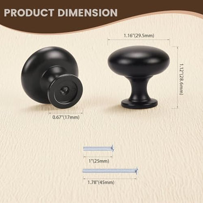 15 Pack Kitchen Cabinet Knobs, 1-3/16 Inch(29.5mm) Drawer Knobs Dresser Knobs,Matte Black Knobs Solid Drawer Pulls,Kitchen Cabinet Pulls for Dresser Drawers - color: Matte Black