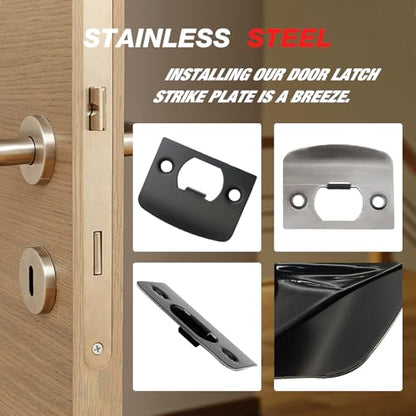 EATAKWARD 12 PCS Door Strike Plate, Black Deadbolt Strike Plate with Srews, Stainless Steel Deadbolt Covers Door Reinforcement Kit - style: Right angle