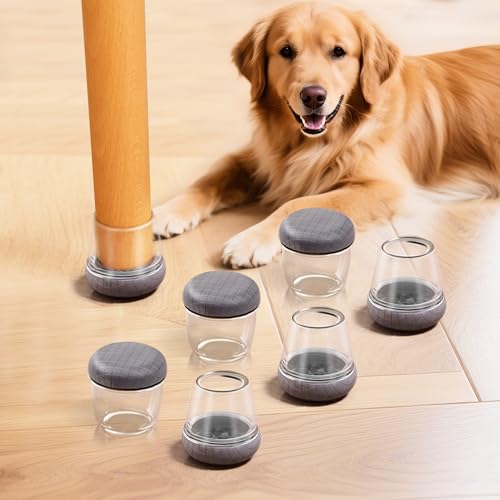 Chair Leg Floor Protectors for Hardwood Floors – Smooth Nylon Base Won’t Trap Cat or Dog Hair, Clear Silicone Caps No Scratch & Silent on Carpet & Tile (16 Pack, Fits 1" to 1-1/8") - color: Clear-16pcs, size: Round Large