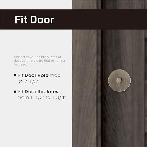 Door Hole Cover Plate, 2-5/8" Diameter Solid Steel, Hole Filler Plate for Door Handle (1, Antique Brass) - color: Antique Brass