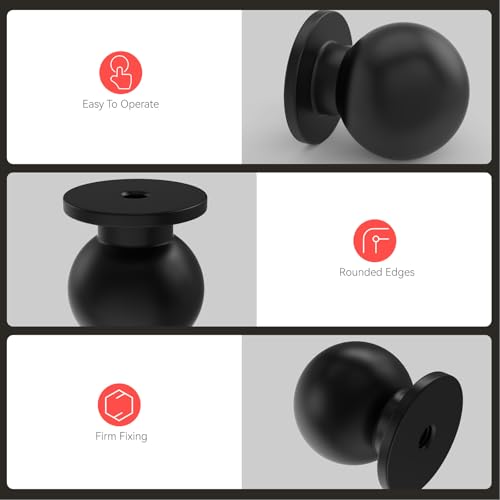 homdiy 30 Pack Black Cabinet Knobs, Kitchen Drawer Handles Round Ball Matte Hardware for Dresser, 1 Inch Single Hole Pulls - color: Black, size: 1 in(25mm)