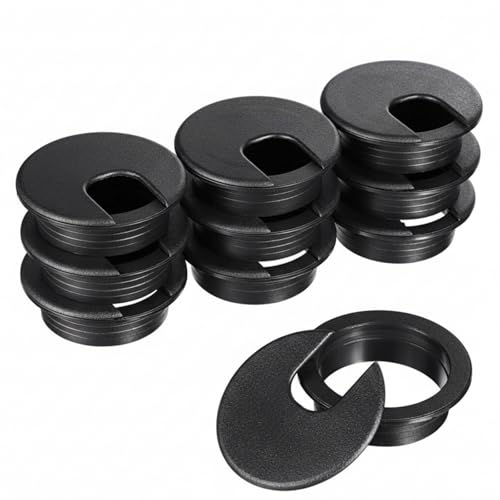 SATINIOR 10 Packs Desk Wire Cord Cable Grommets Cover Plastic PC Desk Cord Organizer Plastic Grommet Hole Cover for Arranging Managing and Hiding Office PC Desktop Cable(2 Inch, Black) - color: Black, size: 2 Inch