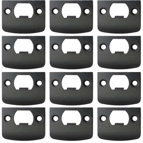 EATAKWARD 12 PCS Door Strike Plate, Black Deadbolt Strike Plate with Srews, Stainless Steel Deadbolt Covers Door Reinforcement Kit - style: Right angle