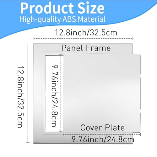 TBWHL Silver Cover Plate 10X10 Inch Self-Adhesion Access Panel Heavy-Duty ABS Plastic & Easy to Install, Wall Hole Cover for Drywall/Ceiling Plumbing/Electrical Cables/Wiring