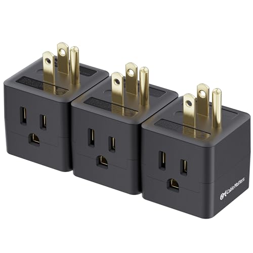 [ETL Listed] Cable Matters 3-Pack 3 Outlet Wall Adapter (Grounded Cube Tap, Outlet Splitter, 3 Way Plug Adapter, 3-Prong Power Splitter), Black - color: Black