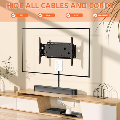 in Wall Cable Concealer Kit with Brush Wall Plate,Recessed Outlet Box,9ft Cord,2 Gang Pass Through Wire Hider for TV Cable Management,HDMI Cables and Home Theater Systems