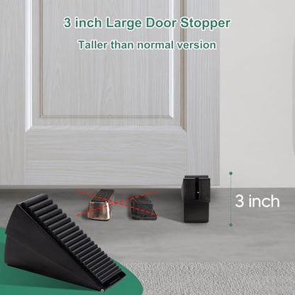 Heavy Duty Door Stopper, Up to 3 in Tall Door Stop Wedge, Large Door Stoppers for Bottom of Doors, Adjustable Height Suits Any Heavy Gate Gap