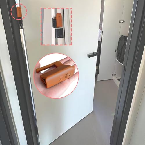 Door Pinch Guard,Slam Stoppers,Soft Stopper Hinge,Hanging Rubber Wedge,Brown,2PCS - color: Brownx2