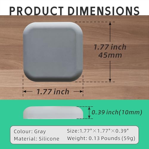 1.77'' Door stoppers wall Gray 4 Pack Silicone Door Bumpers Self-Adhesive Door Knob Guard Wall Shield Protect wall Surface for Home Office
