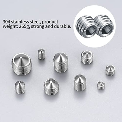400 Pcs Set Screw Assortment Kit, Hex Allen Head Socket Cup Point Screws Set, Metric M3/M4/M5/M6/M8 Internal Hex Drive Grub Set Screws for Door Handles, Bathroom Fixture, with Hex Wrenches