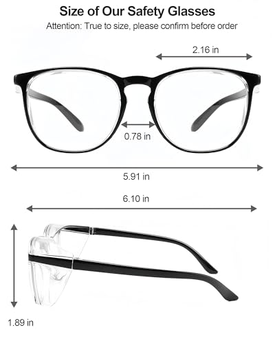 Stylish Safety Glasses Goggles for Women Girls Anti-fog Glasses Protective Eyewear Clear Glasses - color: 1 Pack: Black