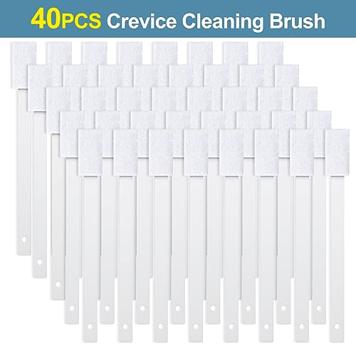 Ouligay 40PCS Disposable Crevice Cleaning Brushes Crevice Cleaning Tools Crevice Hole Brush Disposable Toilet Brush Keyboard Scrub Brush for Window Groove,Door Track, Keyboard,Grooves(White)