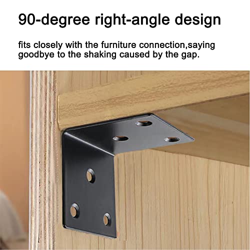 20PCS Corner Brace 2 X 2 Inch Stainless Steel L Bracket Heavy Duty Black Large Corner Bracket Joint Right Angle Brackets 90 Degree Corner Fastener for Wood Furniture Cabinet Drawer Bed Chair - size: 2"x2"