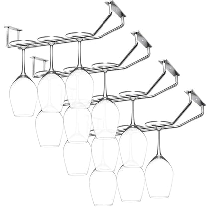 10.8 Inch Wine Glass Rack, Under Cabinet Wine Glass Holder, Wine Glass Hangers Under Shelf, Chrome Finish Stemware Rack, Hanging Stemware Holder for Cabinet Kitchen Bar, Set of 4 - color: Silver Chrome, size: 10.8 Inch 4 Pack