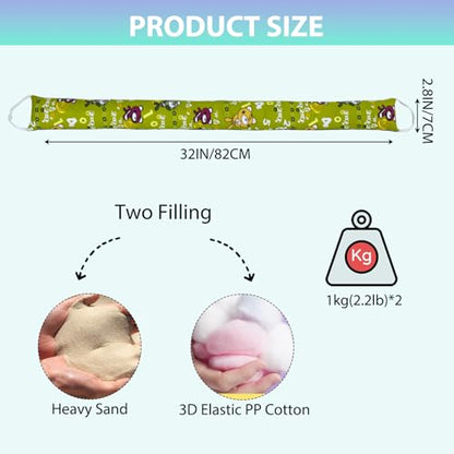 Weighted Door Draft Stopper, 2 Pack 32 Inch Under Door Blocker, Bottom of Door Window Air Noise Light Gap Filler, Saving Energy Cartoon Print Canvas Cotton 2.2Lb - size: 32 inch