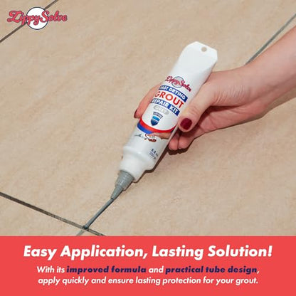 ZippySolve Tile Grout, Repair Kit, 2 Pack Grout Filler, Restore & Renew Tile Joints Line, Fast Drying Tile Grout Paint Squeeze Tube for Bathroom Shower Kitchen Floor, Waterproof (17.6 oz, Grey) - style: 2xGrey