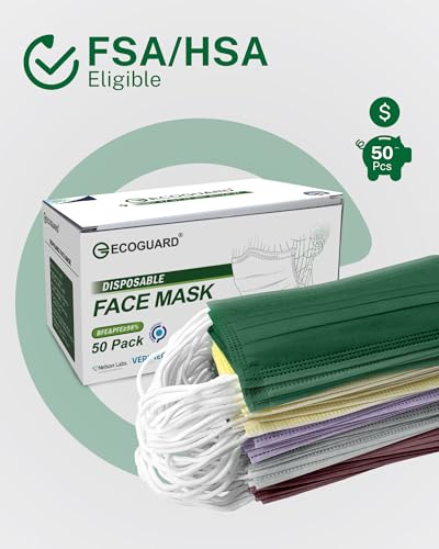Disposable Face Masks Made in USA, 4 Ply for Families, Students, Breathable All-Day Wear & Safety, FSA HSA Eligible, ASTM Level 3 Medical Grade, 50 Pack, Crimson White Glow - color: Crimson White Glow, size: 50 Pack, style: Resealable Bag
