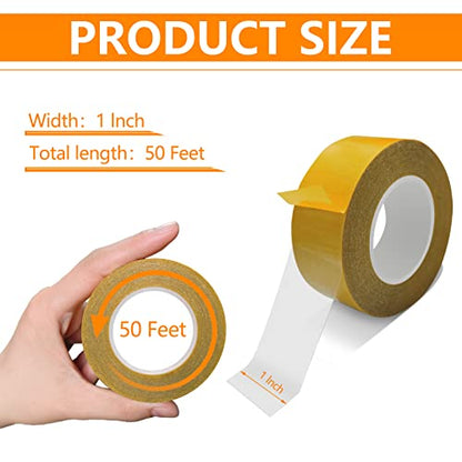 Birllaid Double Sided Tape Heavy Duty for Crafts,Thin Two Sided Tape with Removable Acrylic Clear Adhesive,Super Strong Tape 1Inch x 50 Feet for Arts & Crafts,Photos,Scrapbook,Woodworking