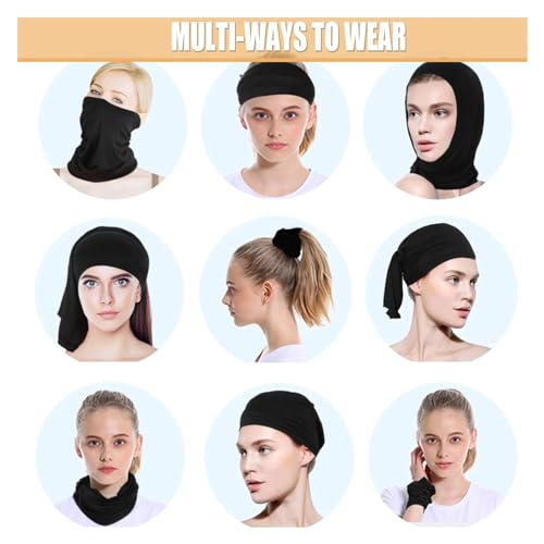 Neck Gaiter Bandana Face Mask: 6 Pack Cooling Gator Mask Ski Neck Scarf Breathable Face Cover Balaclava - color: Color Black 6pack