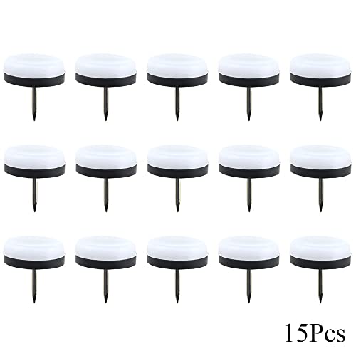 15pcs Nail on Furniture Glides 1.1 Inch (28mm) Diameter Double Thick Nylon White Chair Leg Floor Protectors Furniture Sliders Pads Table Foot Gliders for Hardwood Carpet and Tile Floors - size: 1.1 Inch (28mm)-White-15P