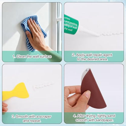 Drywall Repair Kit, Wall Mending Agent with Scraper Sandpaper & Nozzle Extender Spackling Filler for Holes Cracks Walls & Ceilings