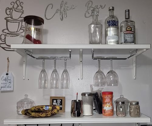 10.8 Inch Wine Glass Rack, Under Cabinet Wine Glass Holder, Wine Glass Hangers Under Shelf, Chrome Finish Stemware Rack, Hanging Stemware Holder for Cabinet Kitchen Bar, Set of 2 - color: Silver Chrome, size: 10.8 Inch 2 Pack