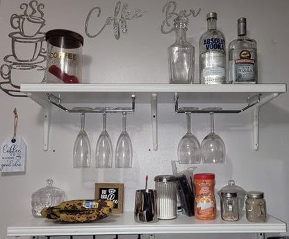 10.8 Inch Wine Glass Rack, Under Cabinet Wine Glass Holder, Wine Glass Hangers Under Shelf, Chrome Finish Stemware Rack, Hanging Stemware Holder for Cabinet Kitchen Bar, Set of 4 - color: Silver Chrome, size: 10.8 Inch 4 Pack